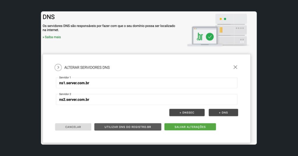 Alterar DNS no registro.br