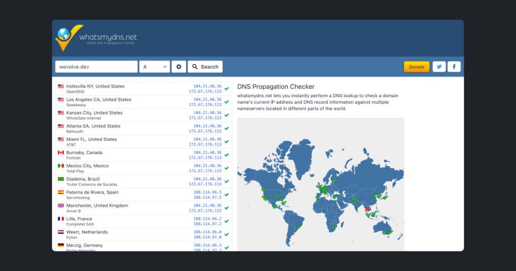 Checar dns no https://www.whatsmydns.net/